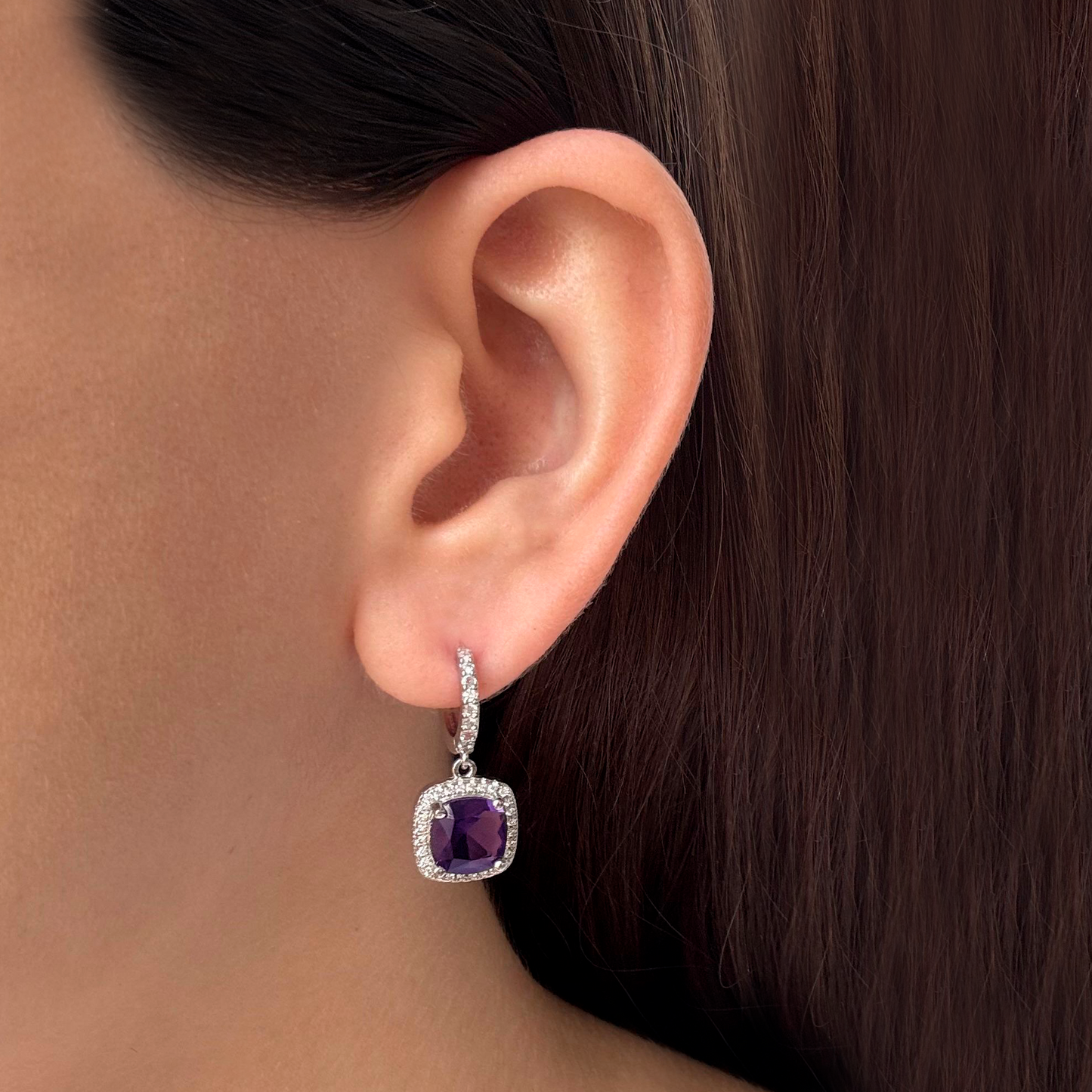 Aretes Arracada Zirconia de Colores Chapa de Oro