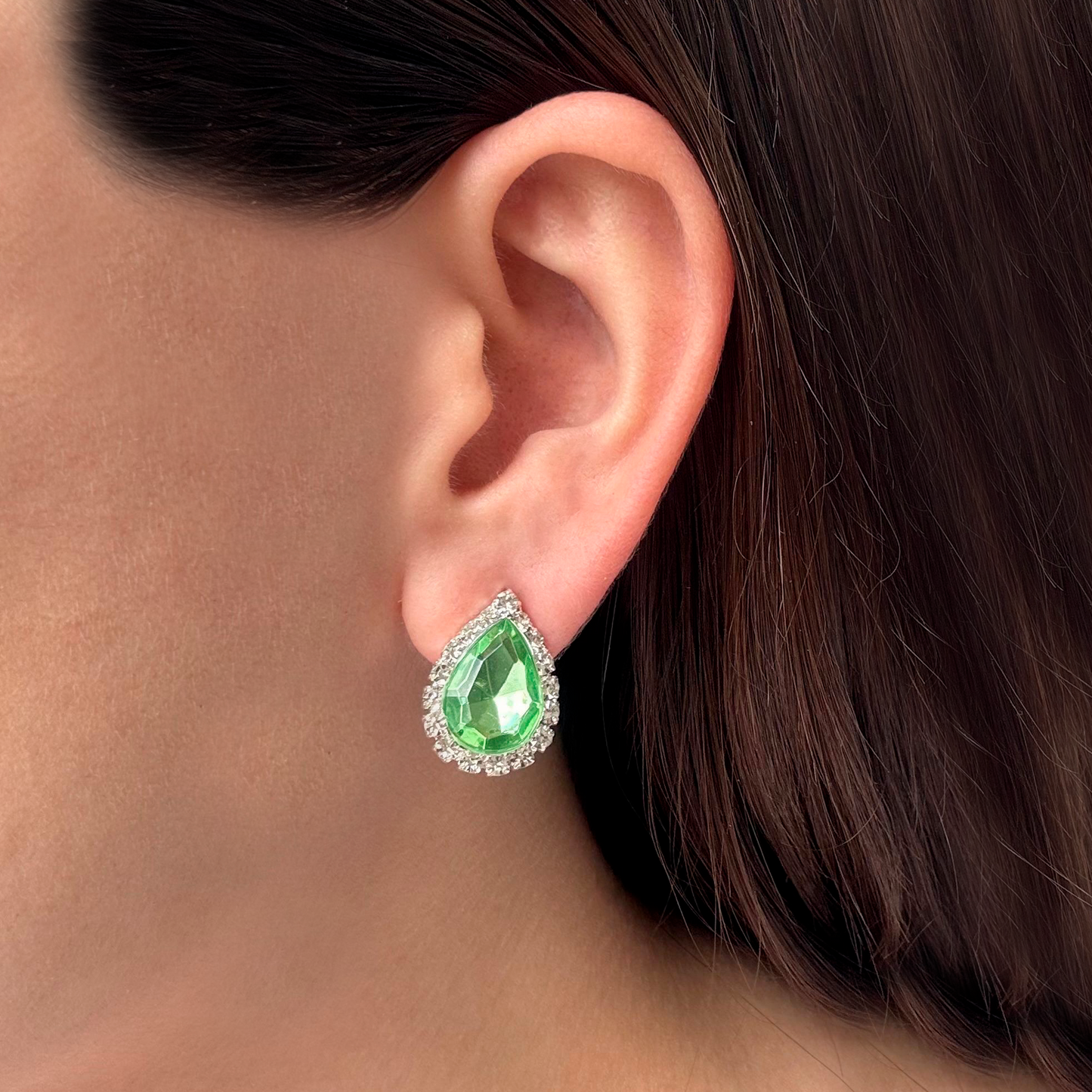 Aretes Zirconia Verde Brillante Chapa de Oro 1J2