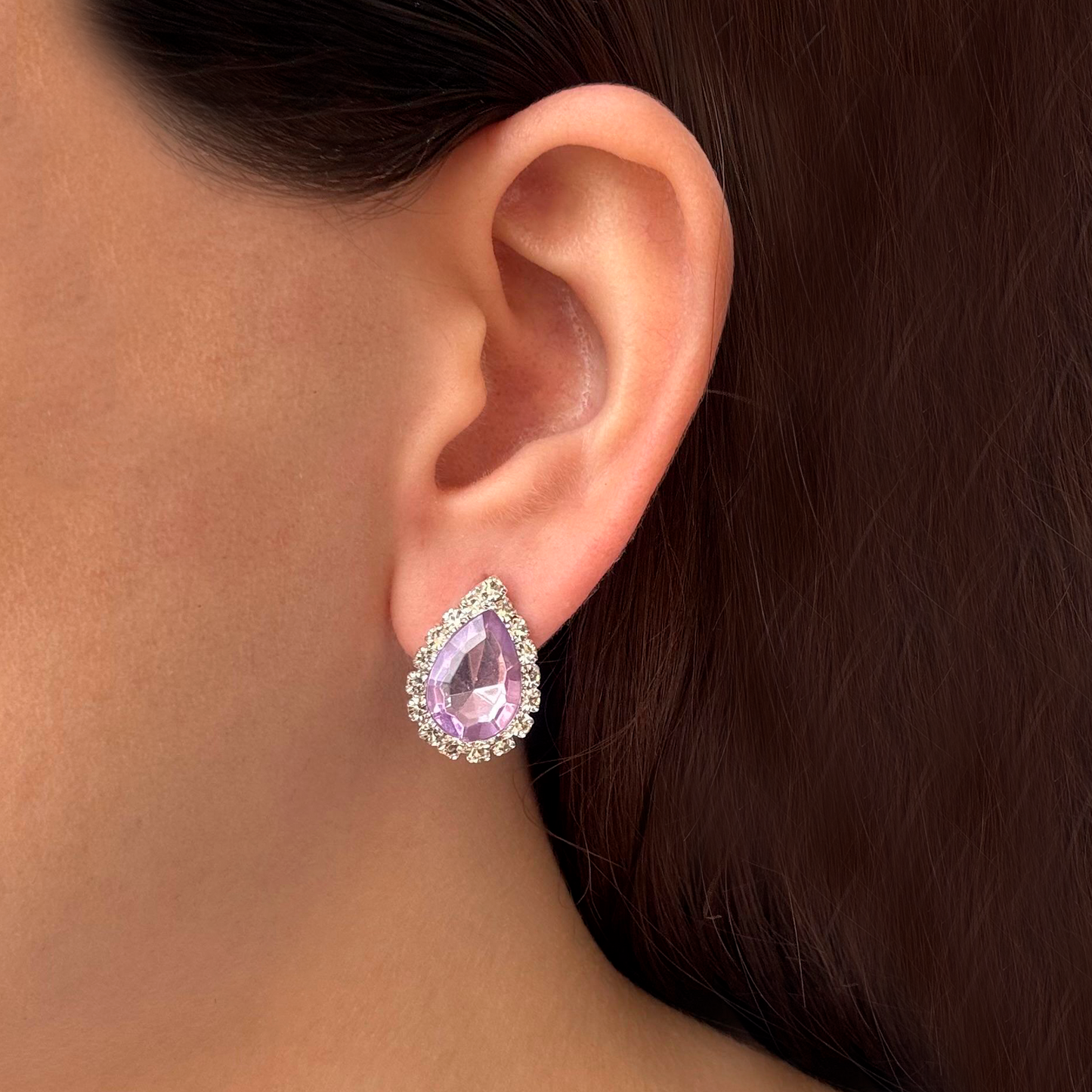 Aretes Zirconia Lila Brillante Chapa de Oro 1u5