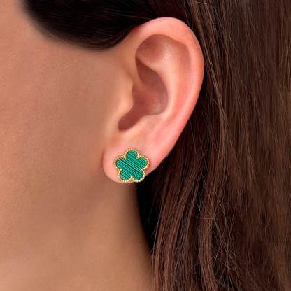 Aretes Trébol Verde Acero Inoxidable  2i4