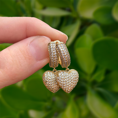 Aretes Corazón Brillante Zirconias Chapa de Oro  2L5