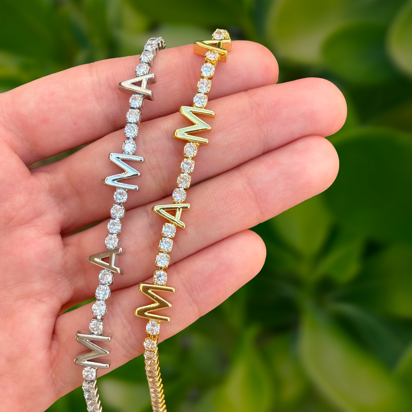 Pulsera Dorada Mamá Brillantes  1G2