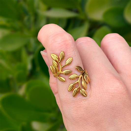 Anillo Dorado Olivo Acero Inoxidable  R31