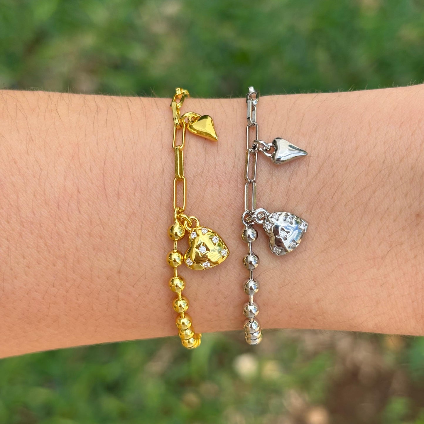 Pulsera Corazones Chapa de Oro