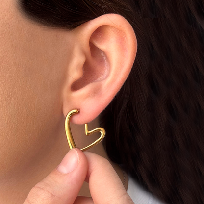 Aretes Dorados Corazón Acero Inoxidable 2t8