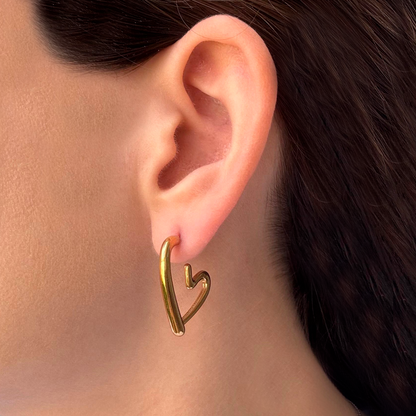 Aretes Dorados Corazón Acero Inoxidable 2t8
