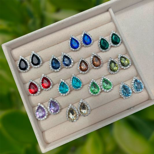 Aretes Zirconia Brillante Chapa de Oro
