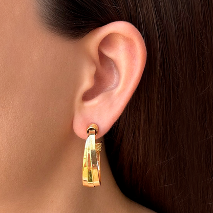 Aretes Dorados Arracadas Chapa de Oro  2V1