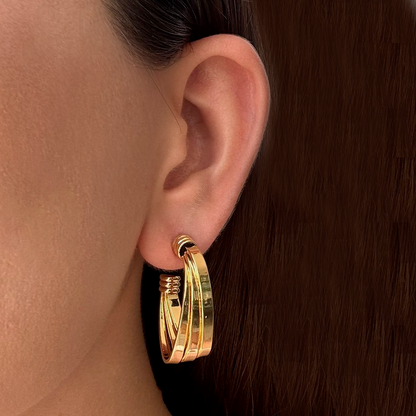 Aretes Dorados Arracadas Chapa de Oro  2V1