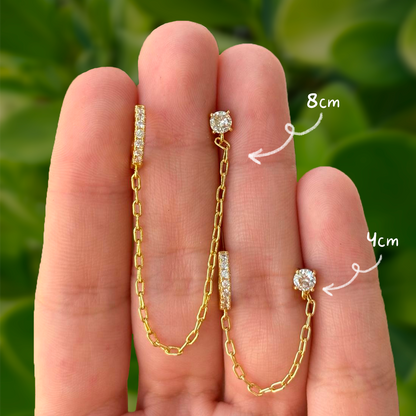 Aretes Set Zirconias Chapa de Oro Az425