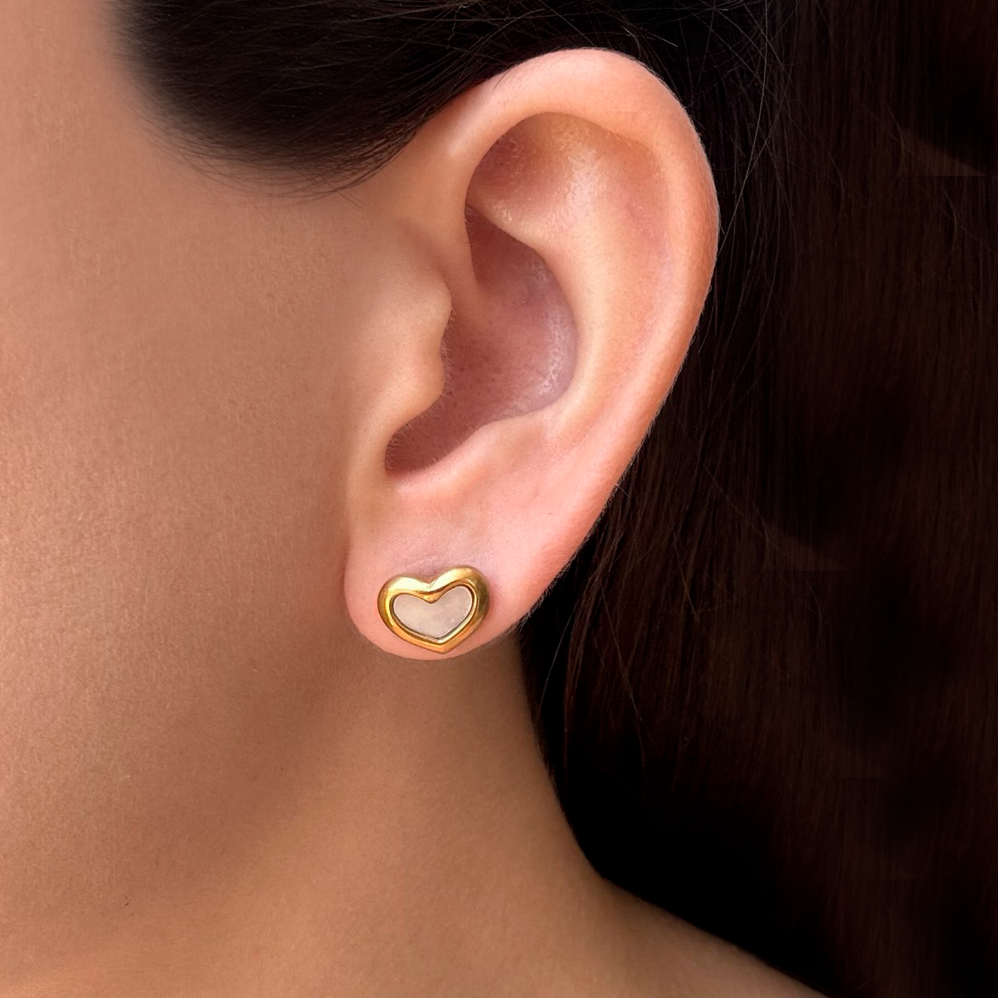 Aretes Blanco Corazon   Acero Inoxidable  1E3