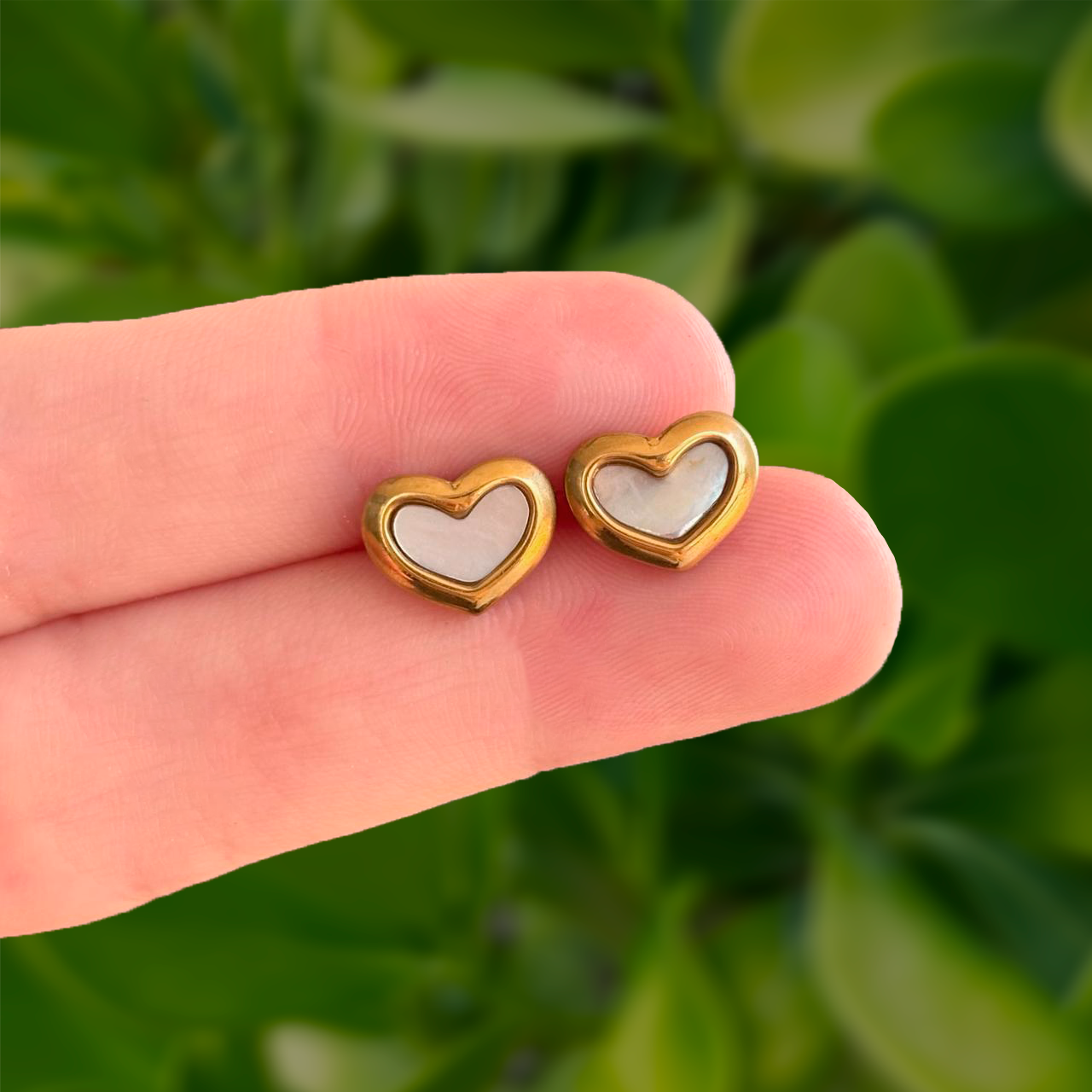 Aretes Blanco Corazon   Acero Inoxidable  1E3