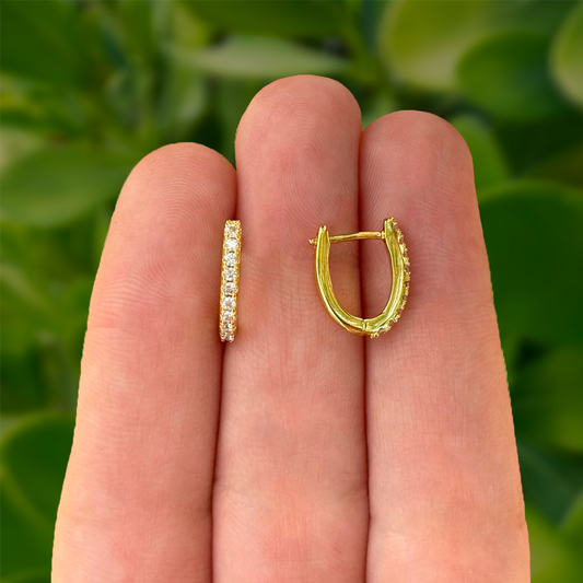 Aretes Arracada Zirconia Chapa de Oro Az150