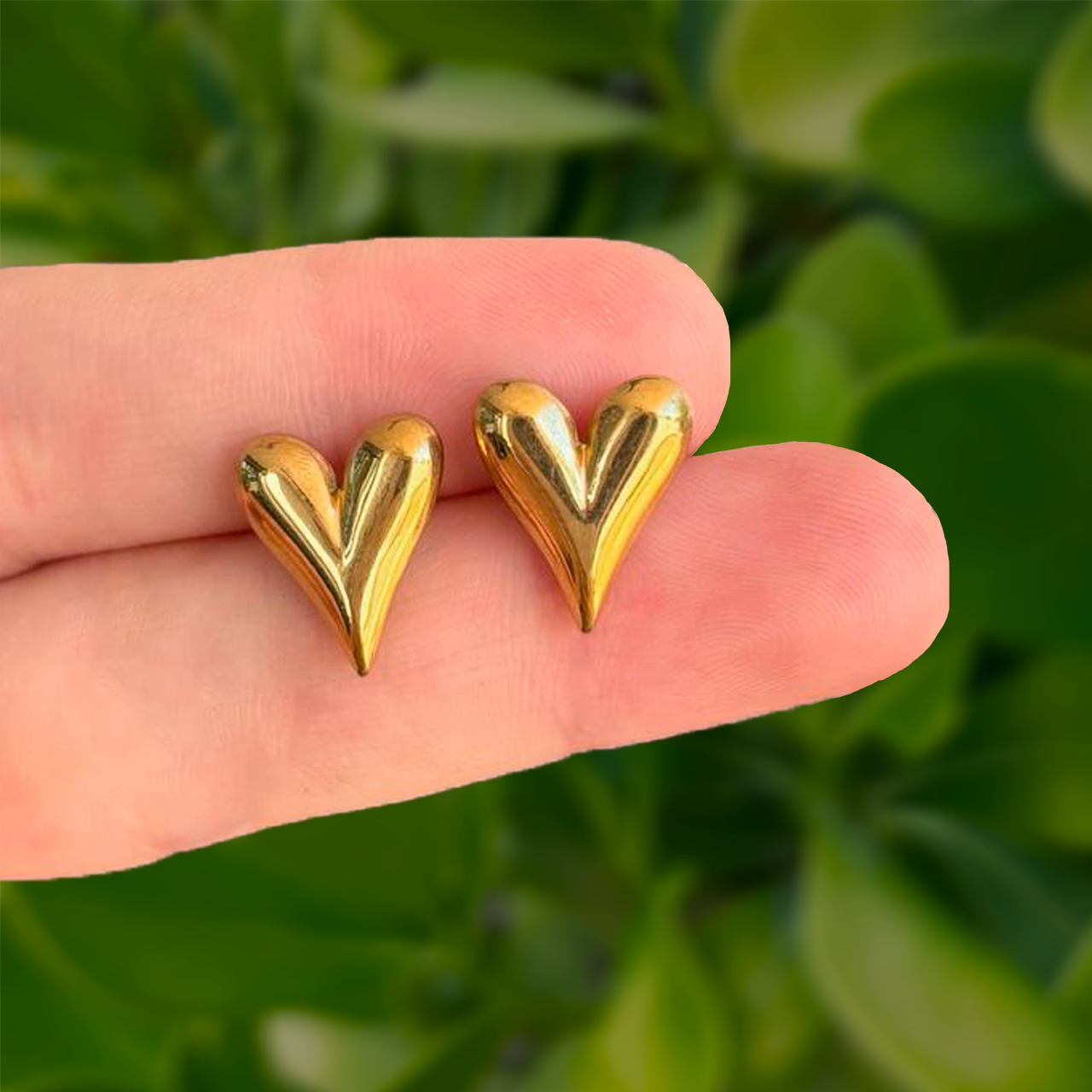 Aretes Dorados Corazón Acero Inoxidable 2P7