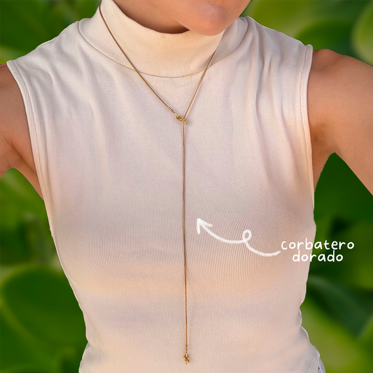 Collar Corbatero Dorado Acero Inoxidable lu