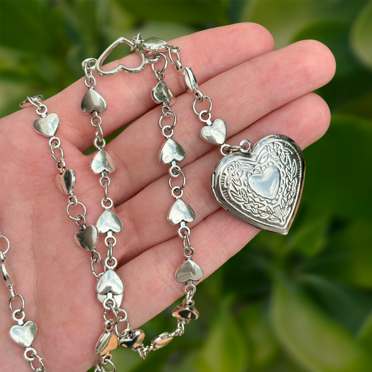 Collar Plateado Corazón Corazoncito  R27