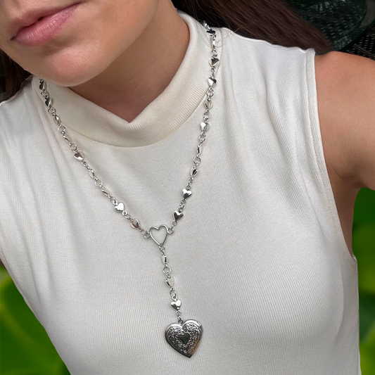 Collar Plateado Corazón Corazoncito  R27