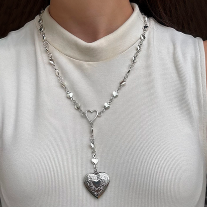 Collar Plateado Corazón Corazoncito  R27