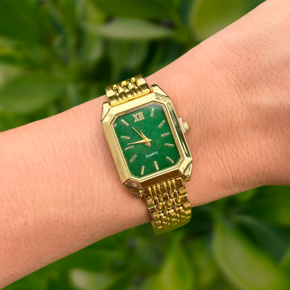 Reloj Dorado Caratula Olivo Old Classic de Mujer  R18