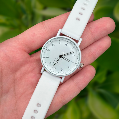 Reloj Blanco Nieve Redondo Mujer  R19
