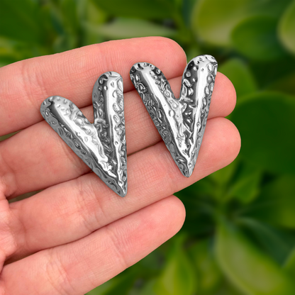 Aretes Plateados Corazón  Acero Inoxidable  1J1