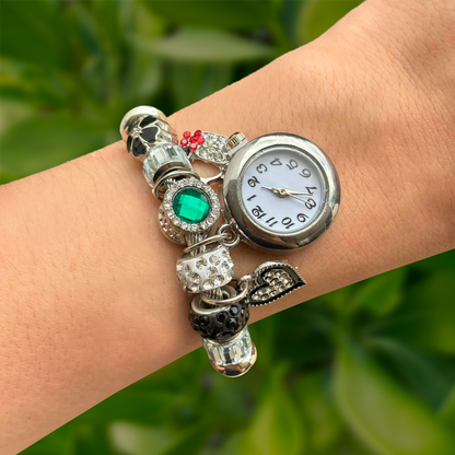 Reloj Pulsera Plateada Charms  Acero Inoxidable Li8