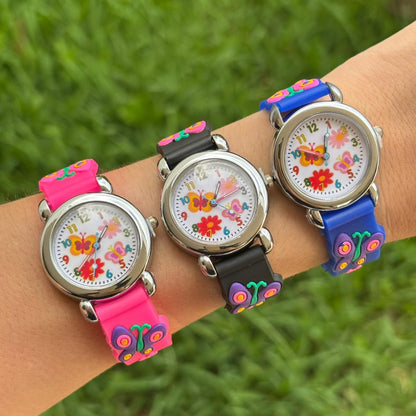 Reloj Azul Mariposas y Colores
