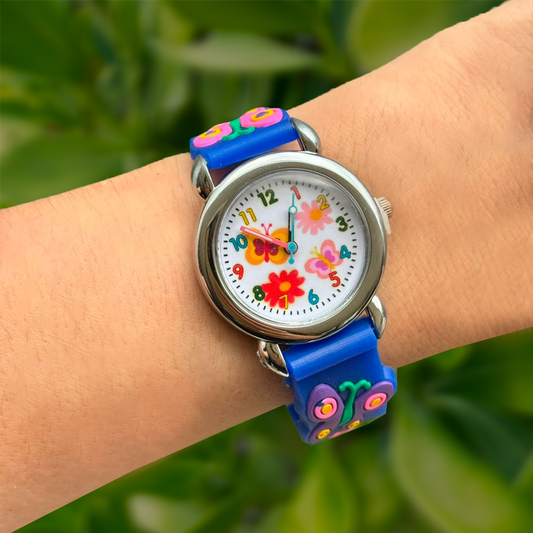 Reloj Azul Mariposas y Colores  R1