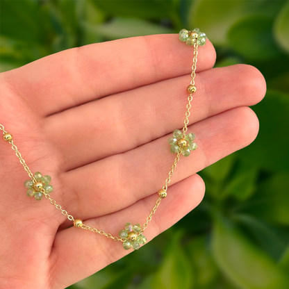 Collar Flores de Cristal  Acero Inoxidable 3B1