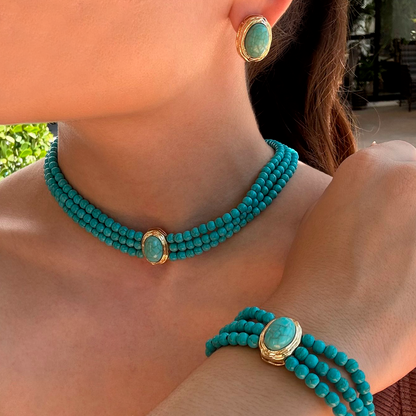 Collar Turquesa Cuentas de Piedra 1P5