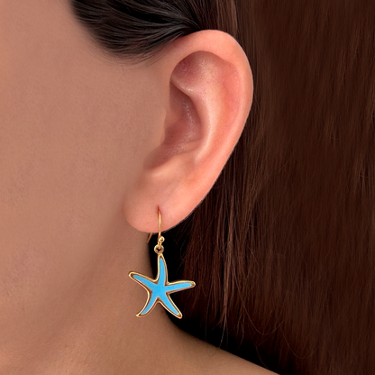 Aretes Estrella de Mar Azul  Acero Inoxidable 3G2