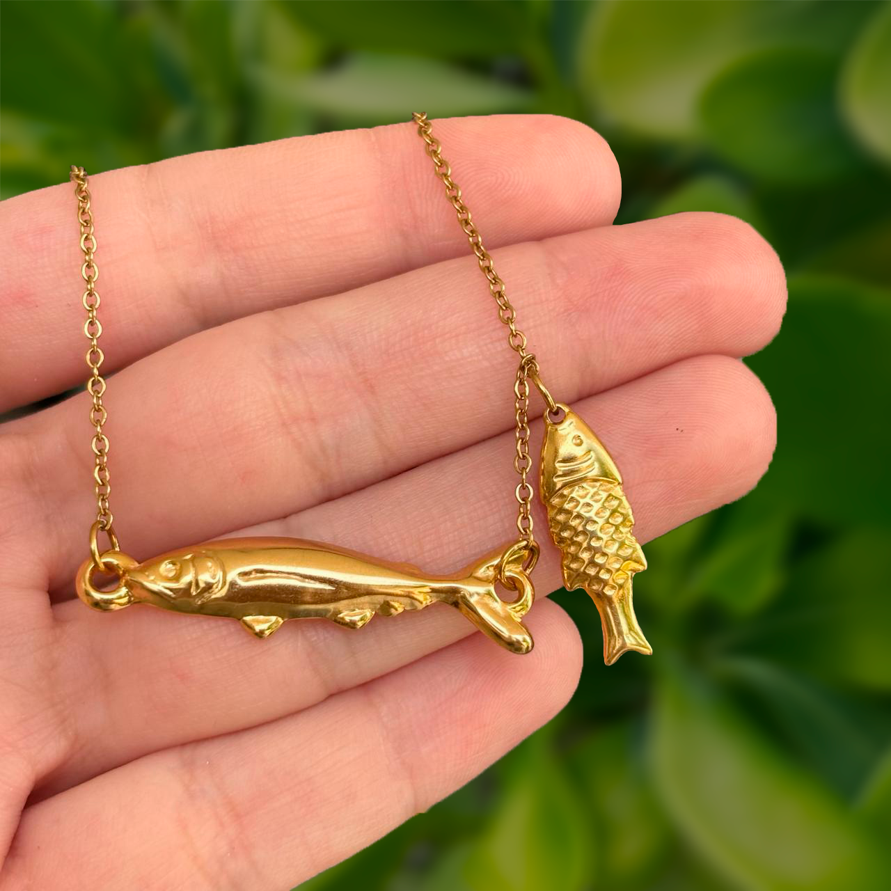 Collar Dorado Peces  Acero Inoxidable 3F2