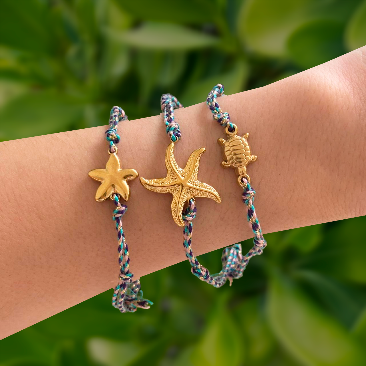 Pulsera de Hilo Azul Estrella de Mar 3j4