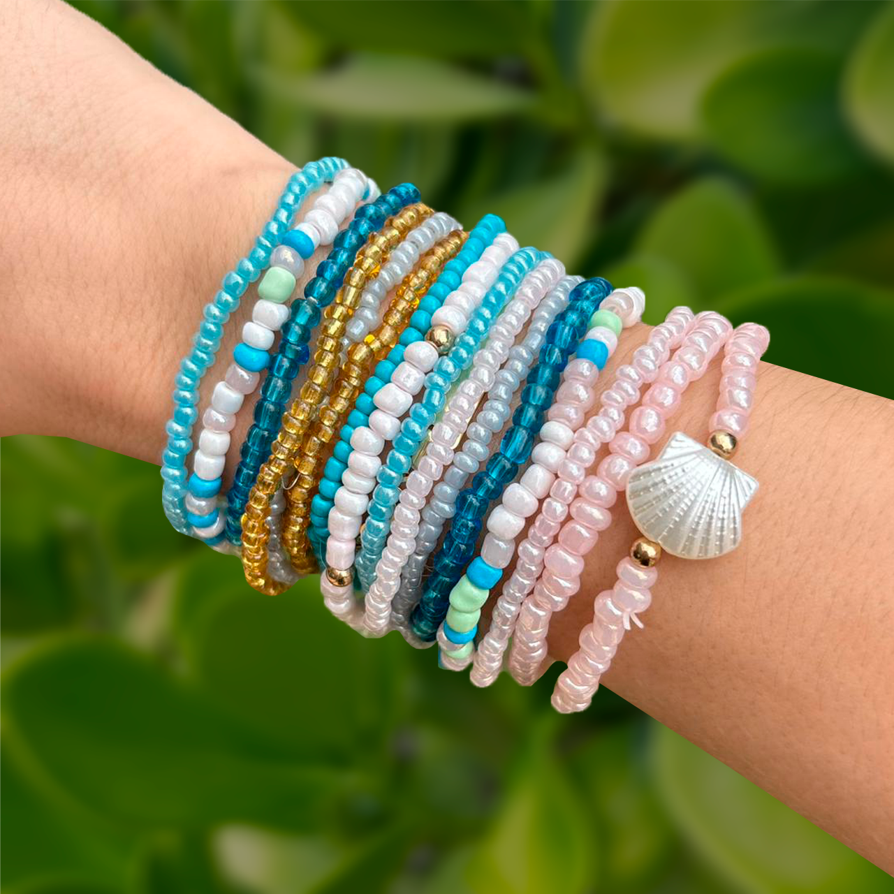 Set Pulseras de Cuentas de Colores Azules  1S3