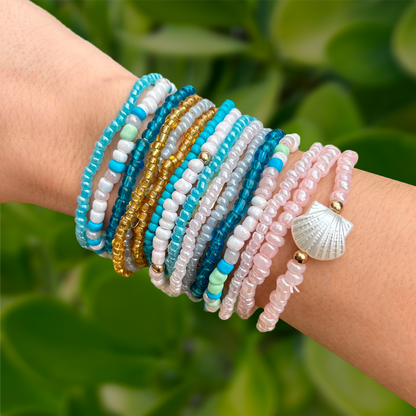 Set Pulseras de Cuentas de Colores Azules  1S3