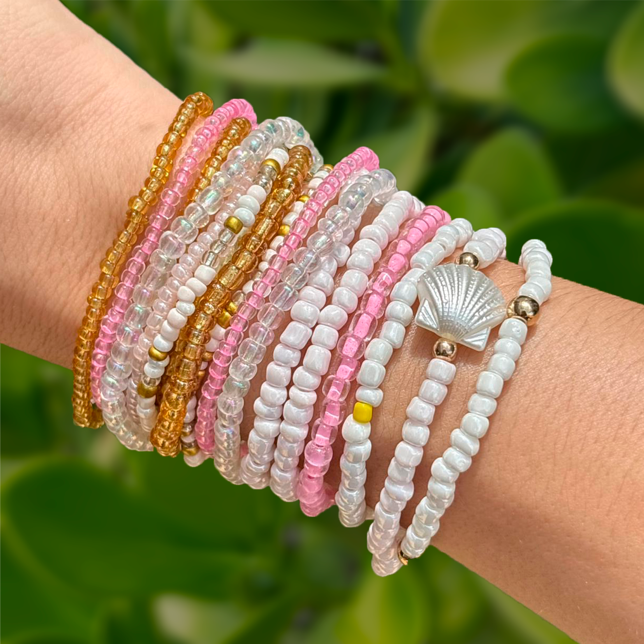 Set Pulseras de Cuentas de Colores Rosas 1P3