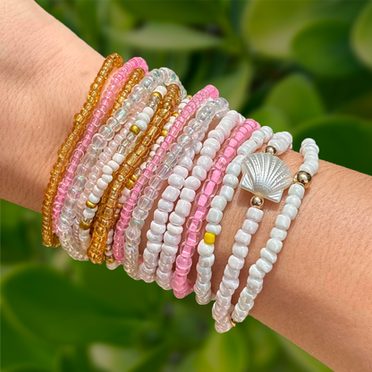 Set Pulseras de Cuentas de Colores Rosas 1P3