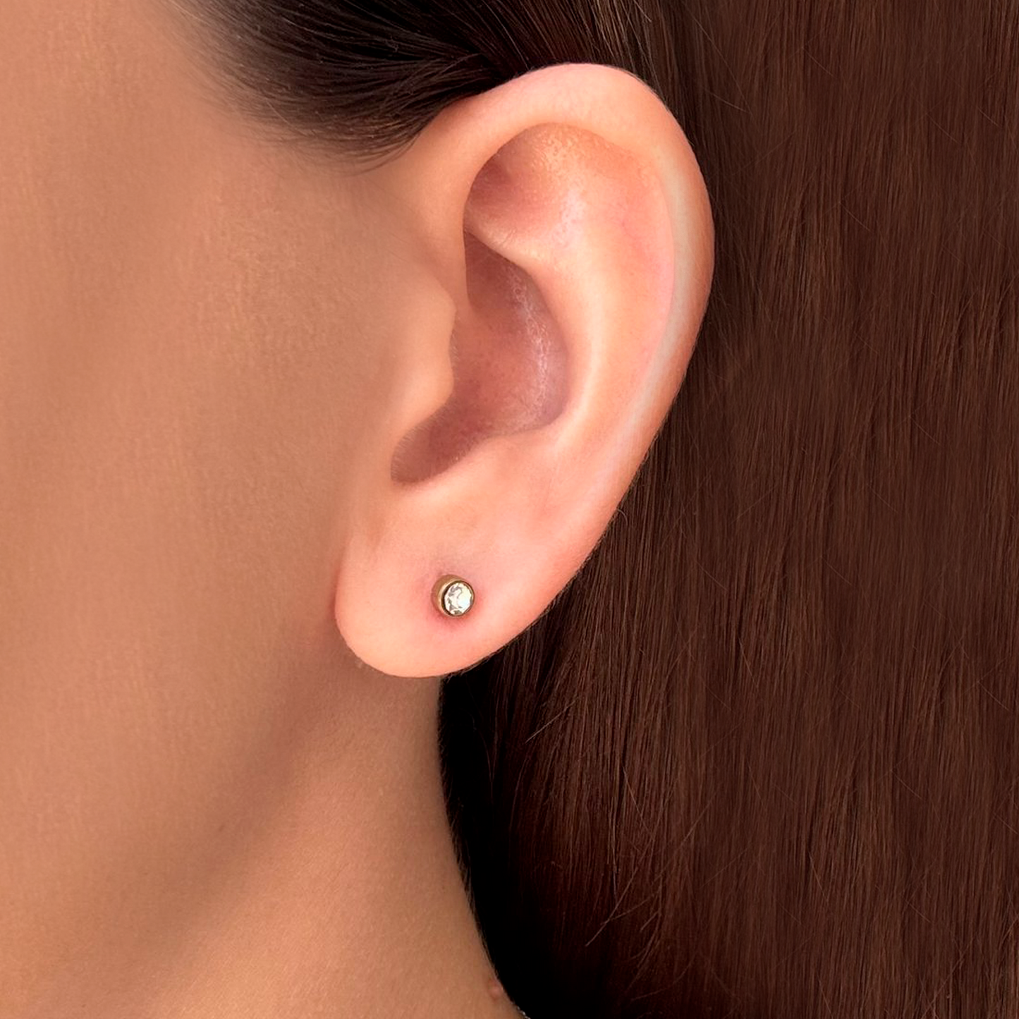 Aretes Dorados Mini Zirconia Acero Inoxidable 2L7