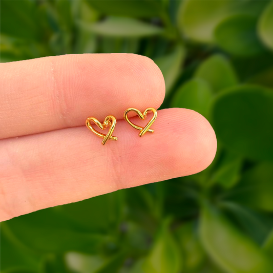 Aretes Dorados Piercing Corazon Acero Inoxidable
