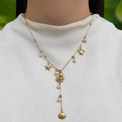 Collar Dorado Corbatero Pulpo Acero Inoxidable