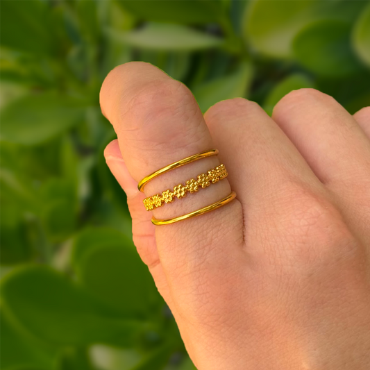 Anillo Dorado Miniflor Acero Inoxidable Ve6