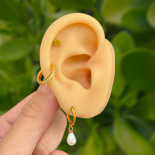 Set Aretes Dorado Acero Inoxidable