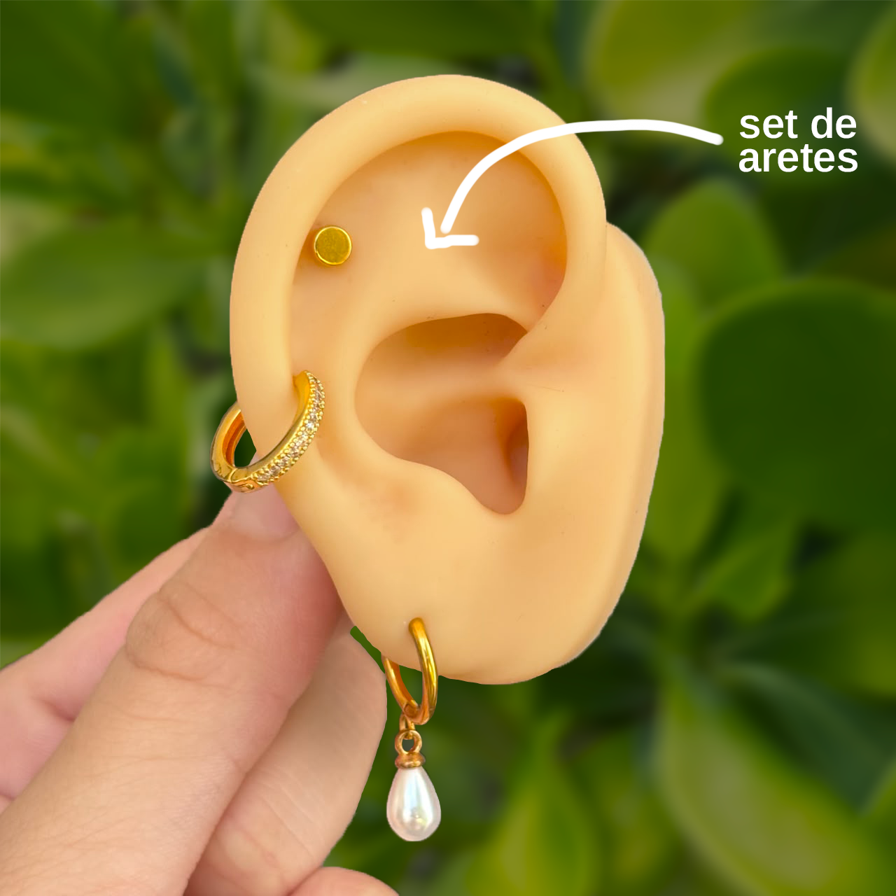 Set Aretes Dorado Acero Inoxidable