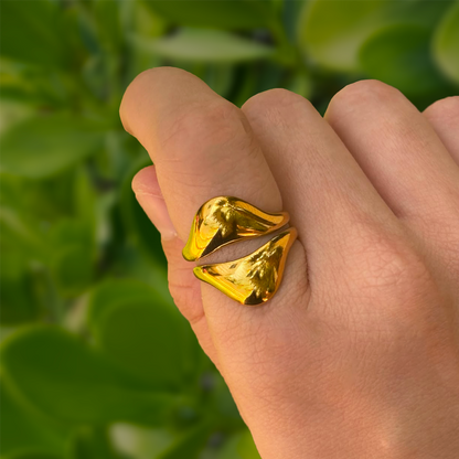 Anillo Plateado Gotas Encontradas Acero de Titanio