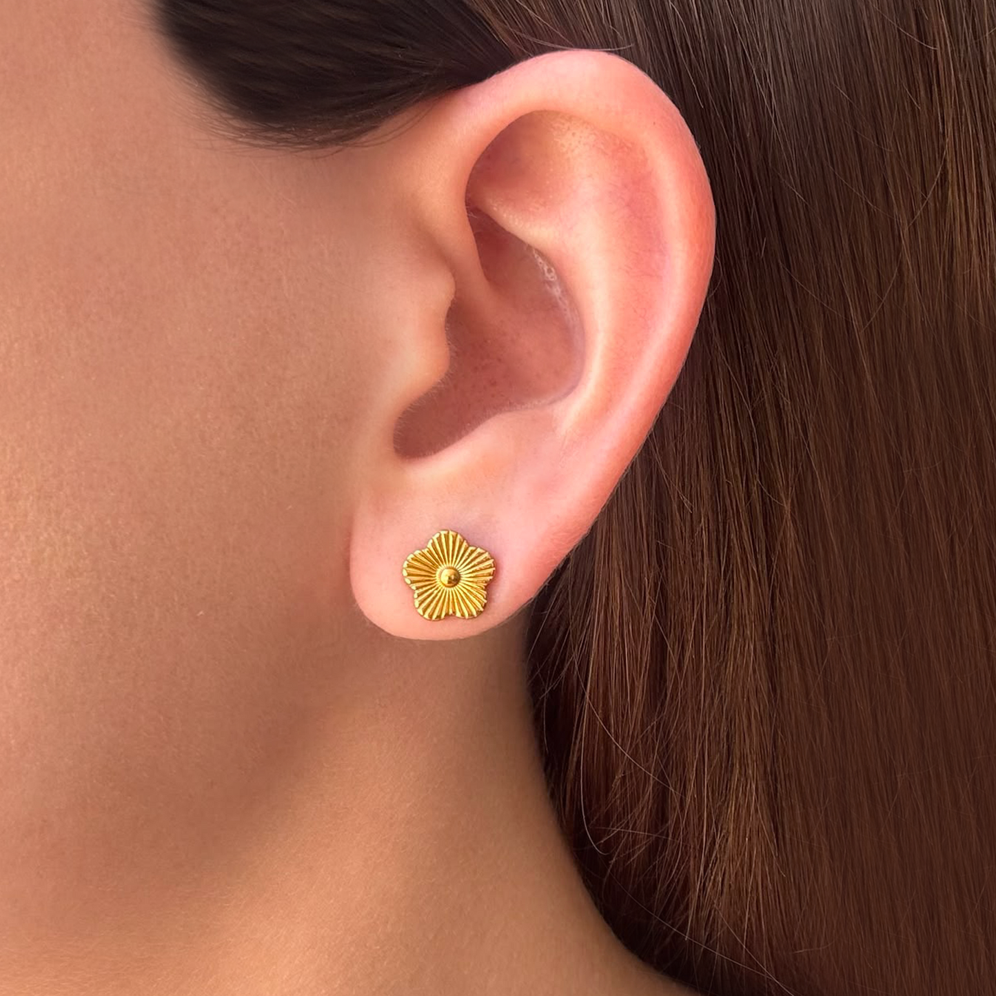 Aretes Dorados Trebol Acero Inoxidable