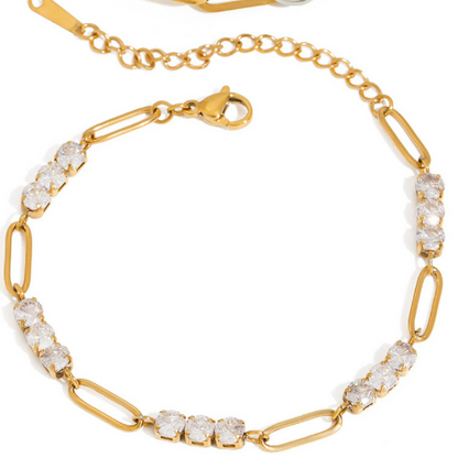 Pulsera Dorada Zirconias Acero Inoxidable
