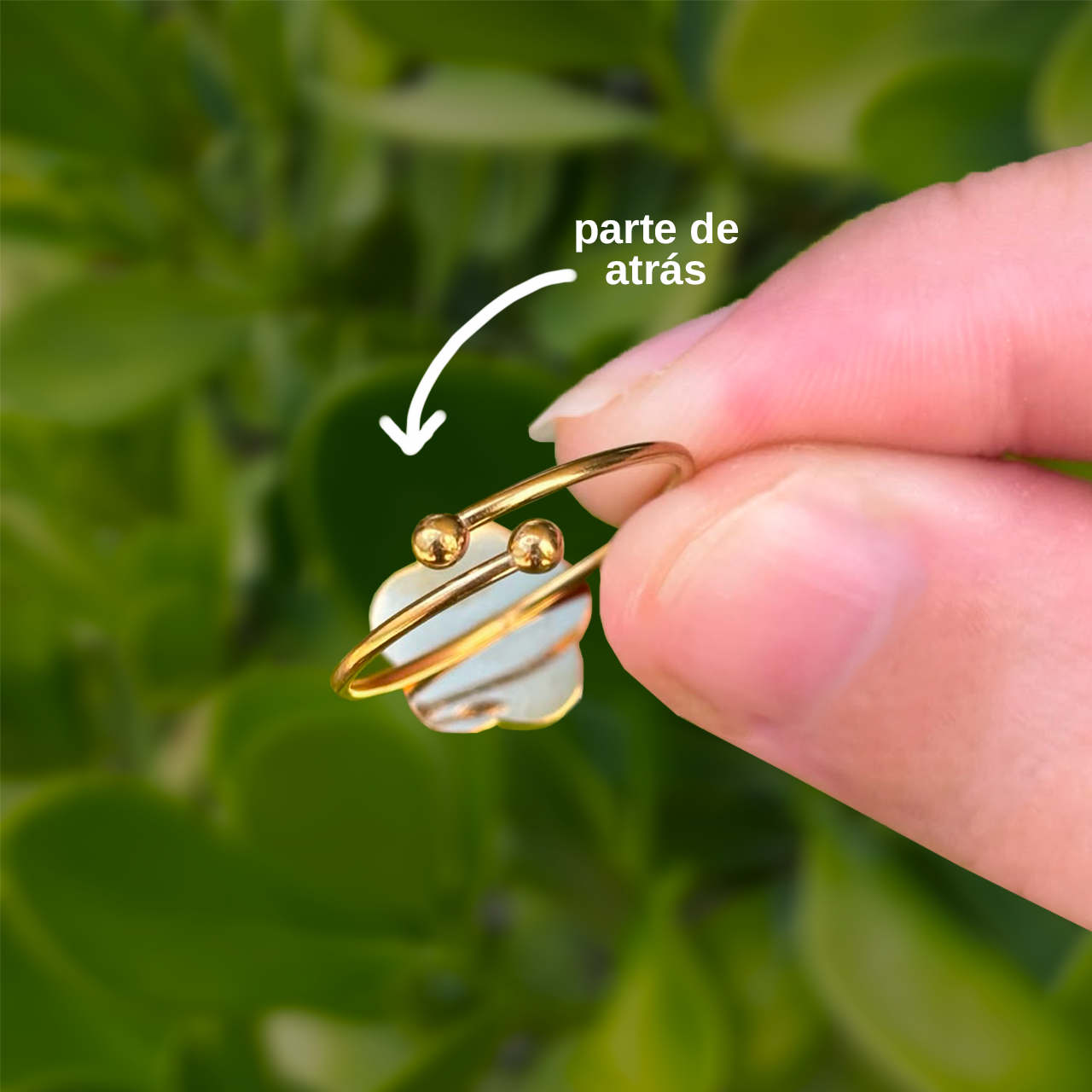 Anillo Trebol Blanco Acero de Titanio