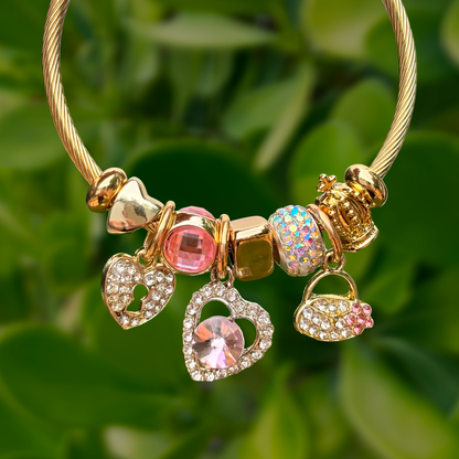 Pulsera Dorada Charms Acero Inoxidable
