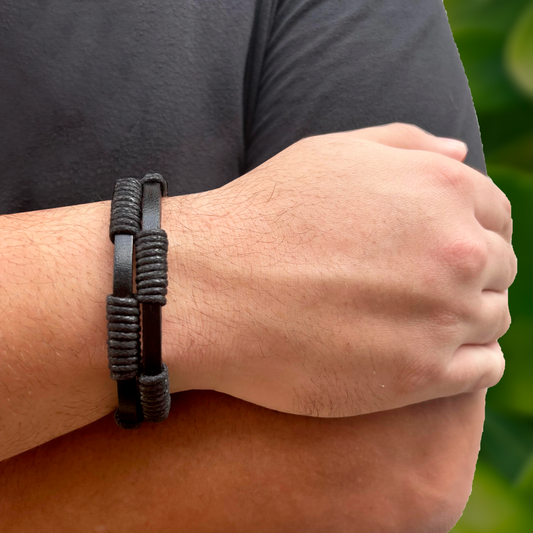 Pulsera Negra Nudos de Hombre Acero de Titanio