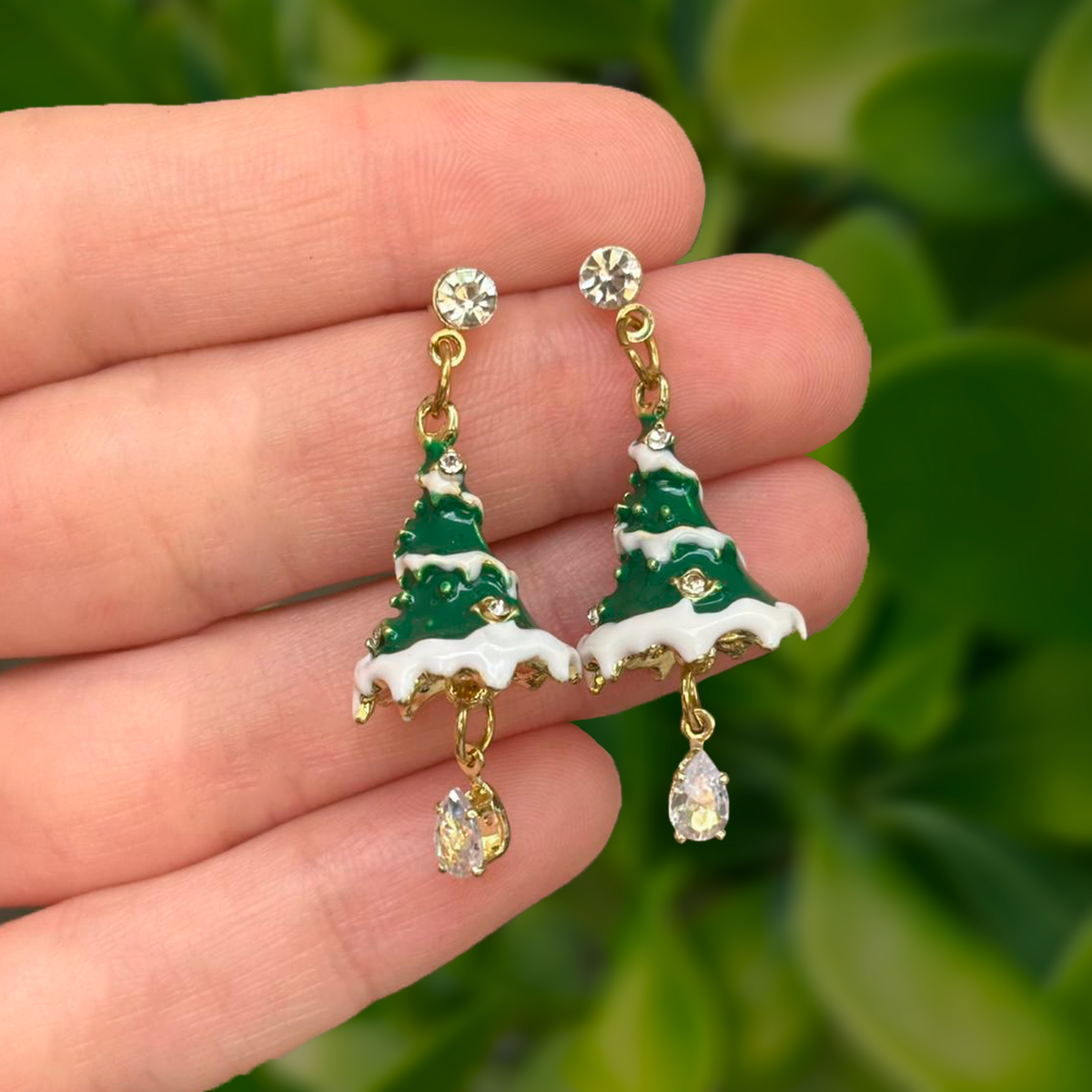 Aretes Dorados Arbol Navidad